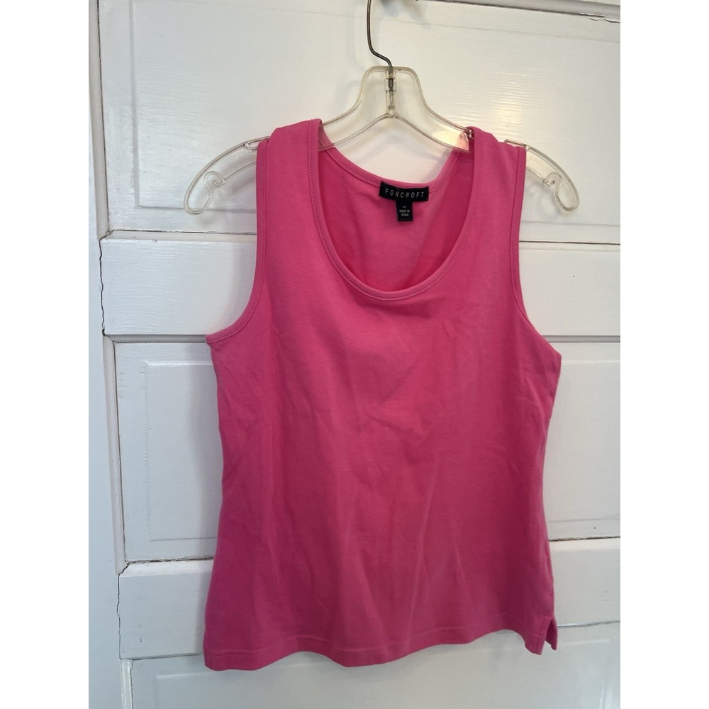 FOXCROFT Womens Pink Sleeveless Scoop Neck Tank Top Size Medium 100% Cotton